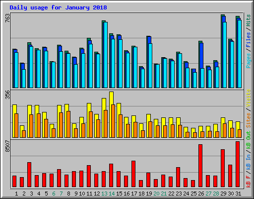 Daily usage for January 2018