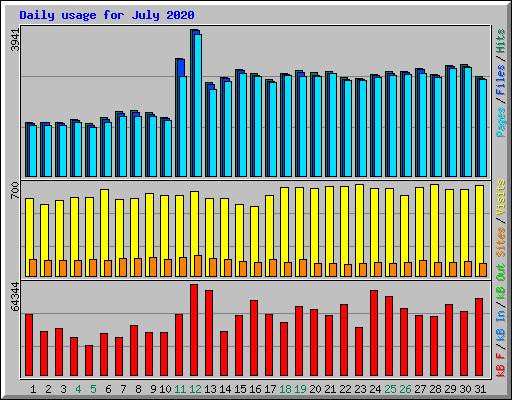 Daily usage for July 2020