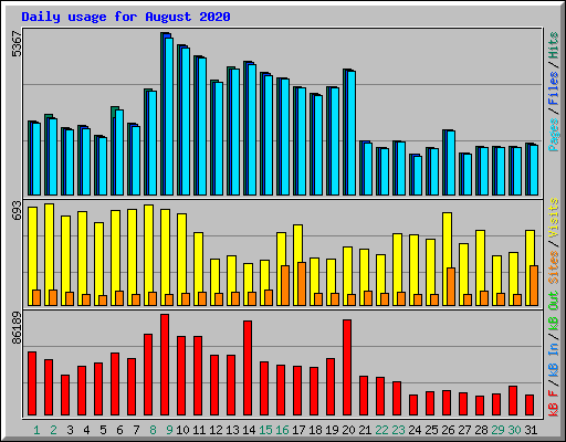 Daily usage for August 2020