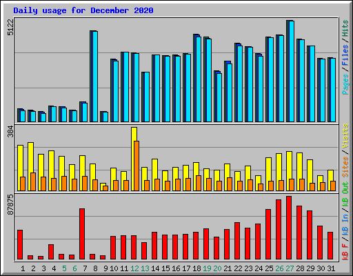 Daily usage for December 2020